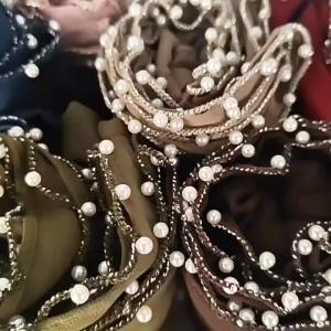 New Foreign Trade Pearl Chain Chiffon Scarf Southeast Asia Hot Sale Popular Ethnic Headscarf Women In Stock