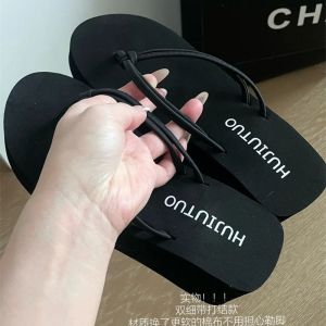 [Free Shipping] Thick-Soled Flip-Flops With A Wedge Heel WomenS 2026 New Summer Outdoor Wear Height-Increasing Sandals Suitable For The Beach In Sanya