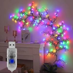 Bendable Willow VineLights Branch Lights USB Rattan Tree DecorativeLight Night Light For Wall Bedroom Tree Branch Lights Room layout flickering lights Vine Fairy  Christmas