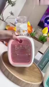 Portable Air Conditioner Fan Kids Evaporative Air Cooler with Water Bottle USB PersonalAir Conditioner with 3 Wind Speeds Cooling Fan for Home Room Camping Car Office (Blue)