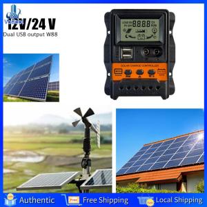 [Vodool Home Mall] Dual USB LCD Solar Charge Controller 12V 24V Solar Panel Charger Regulator