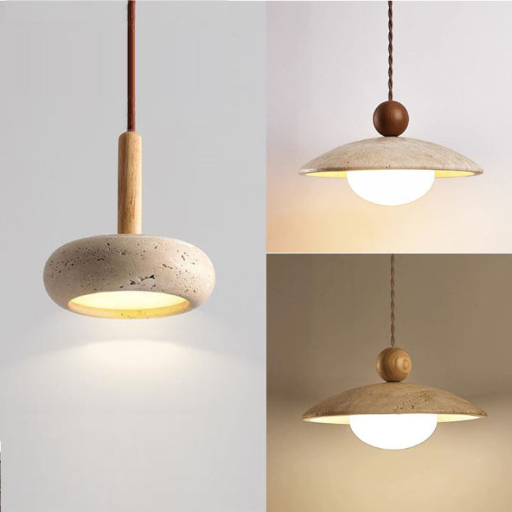 New Design Yellow Stone Pendant Lamp Dining Table Wabi-Sabi Travertine ...