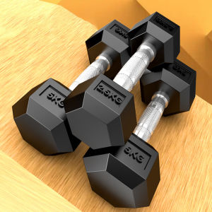 Rubberized Hex Dumbbell 10~50LB Hexagon dumbbells with Metal Handle
