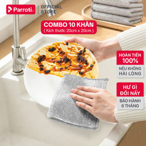 Khăn Lưới Rửa Chén Bát Lau Bếp Sợi Kim Loại Miếng Cọ Rửa Đa Năng Giẻ Rửa Bát Đĩa Xong Nồi 2 Trong 1 Parroti CA01