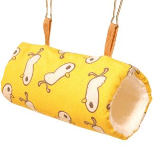 SDFSF Soft Hanging Parrot Cotton Nest Thick Plush Warm Pet Hideout Tunnel Comfortable Star Pattern Hamster Sleeping Nest Winter