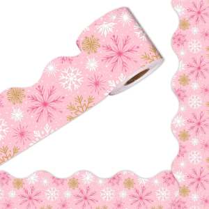 Snowflakes Border Sticker Bulletin Board Border Trim 65ft for Notice Board Chalkboard Classroom Christmas Decoration