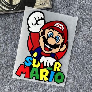 Super Mario Cute Cartoon Decorative Reflective Car Sticker Auto Body Window Windshield Rearview Mirror Fuel Tank Cap Bumper Rear Trunk Hood Decal Accessories for Honda Toyota