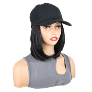 DEN0854 Tổng hợp Mũ bóng chày tóc bob Mũ lưỡi trai Có thể điều chỉnh Mũ che nắng và tóc giả Phong cách Hip Hop Kiểu tóc bob thẳng ngắn Phụ nữ