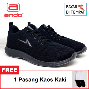 FIURI - ANDO - SIP 21 33-43 FULL HITAM - Sepatu Kets Pria - Sepatu Sneakers Pria - Sepatu Olahraga Sport Pria - Sepatu Casual Kanvas - Sepatu Jogging Lari Fitness Gym Senam Pria - Sepatu Sekolah Bertali SMP SMA