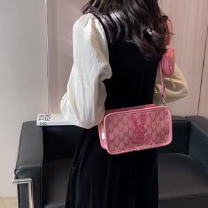 Fashionable Crossbody Bag WomensSquare Bag Trendy Design Canvas Material Zipper Closure Korean Style Casual Leisure Handbag