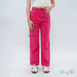 DISYAK - HighWaist Loose Jeans Boyfriend Standar Pink Fuchsia 104-204