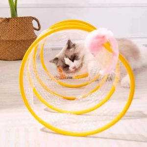 OOC Collapsible Cat Tunnel Tube Portable Elastic Cat Spring Mouse Tunnel Practical Anti-Scratch Interactive Cat Toy Indoor Outdoor Use