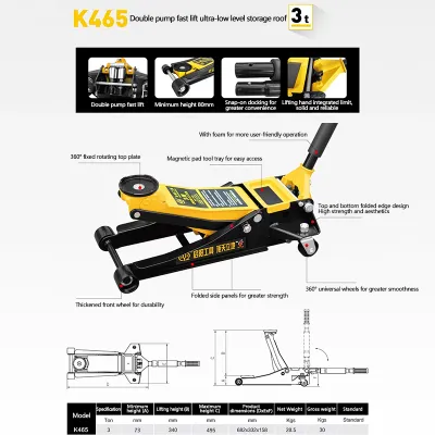 【Best Seller】DEKES Heavy Duty 3 Ton Dual Pump Hydraulic Lifting Low Profile Car Floor Trolley Jack