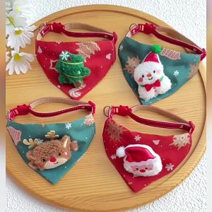 SKISOPGO Christmas Pet Triangle Scarf Collar Cute Cat Christmas Accessories Pet Collar