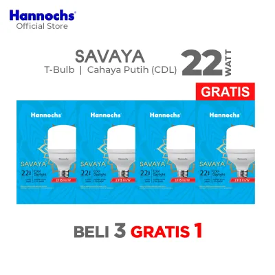 Hannochs Lampu Bohlam LED Savaya T Bulb 22W Cahaya Putih Beli 3 Gratis 1