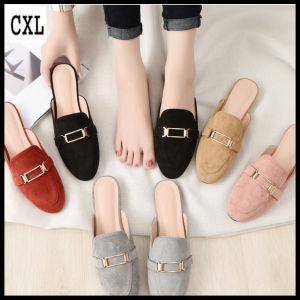 CXL Fashion Mules Sandals Slip On Big Size Suede Women Flat Slippers（32-44 Size）