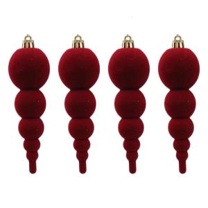 4PCS Flocking Christmas Tree Ornaments Velvety Gourd Holiday Hanging Decorations Warm Festival Hanging Pendants