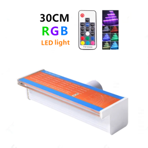 Pool Water Descent Spillway Waterfall fountain Swimming pool lamp garden decor Acrylic With LED RGB strip light