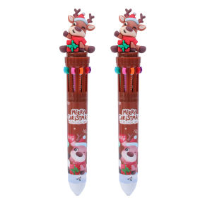 Christmas 6 Colors Ballpoint Pen Cartoon Cute Santa Claus Snowmen Elk Retractable Rollerball Pen School Office Stationery Supplies