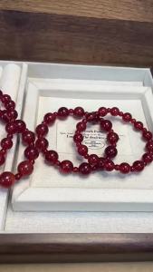 Natural Red Agate Beaded Bracelet Celebrity Same Style Double Loop Red Chalcedony Round Bead Bracelet Women Fashion White‑Skin Friendly Temperament Crystal Hand Jewelry Gift