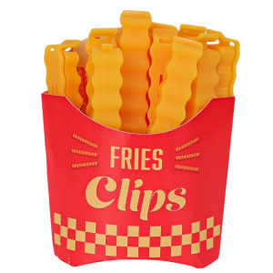 【New】12pcs  French Fries Food Clips Creative Bag Sealer with Holder Fridge Food Seal Clip Keep Fresh Snack Sealing Clamp