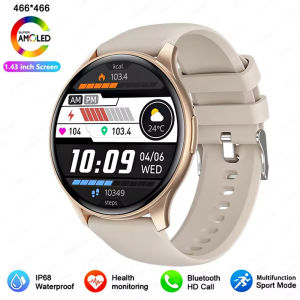 LIGE New Smart Watch Women 1.43" AMOLED 466*466 HD Screen Blood Pressure Monitor Bluetooth Call Waterproof Sports Smartwatch Men