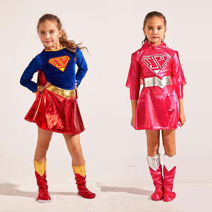 Dress For Kids Girls Birthday Costume Fancy Dress Superhero Supergirl