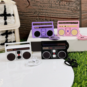 Cute Cartoon Radio Recorder Keychain Bright Color Music Box Keychain Pendants For Home Decors And Individual Style