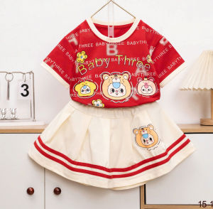 Sét váy bé gái 13kg-38kg chân váy xếp ly Áo thun cotton chính phẩm sun&moon