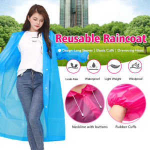 Stock Women Men Thick Waterproof RainCoat Hoodie Poncho Rain Coat Rainsuit Rainwear Suit Baju Hujan Dewasa