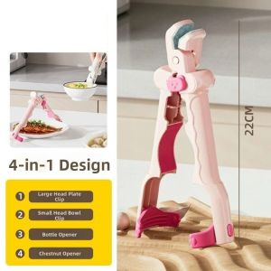KAWAIIR Non-Slip Anti Scalding Clip Silicone Handle 3in1 Bottle Opener Multi-Purpose Ergonomic Anti-hot Bowl Plate Clips Baking Cooking