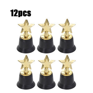 12pcs Star Trophy Awards Party Celebrations Ceremony Appreciation Trophy Mini Golden Trophies