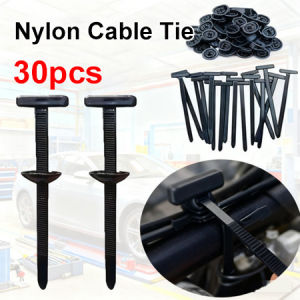 30PCS Car Nylon Cable Tie Buckles Heavy Duty Self-Locking Zip Ties Holder with Pin Button Fasteners