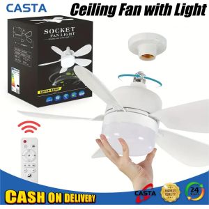 Ceiling Fan with Light Remote Control  E27 Dimmable LED lights Bedroom Silent Varibale speed