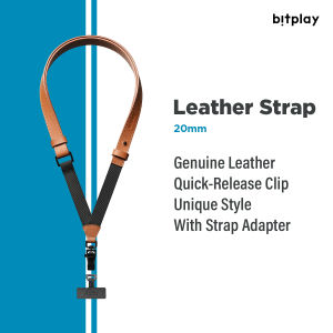 Bitplay Leather Strap 20mm Adjustable Universal Crossbody Genuine Nappa Leather Mobile Phone Case Lanyard Rope With Anti-lost Quick-Release Metal Hardware Clip (Strap Adapter Included)