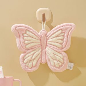 YUDESHUI Sấy khô nhanh Khăn tay Hình dạng bướm Lông cừu san hô Khăn lau nhà bếp và phòng tắm Phim hoạt hình Hấp thụ nước mạnh mẽ Khăn rửa