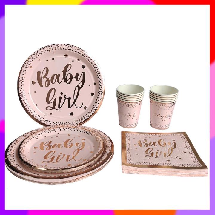 【Ready Stock】 Ξ ⠐ ⊥ K60 baby girl disposable tableware pink striped