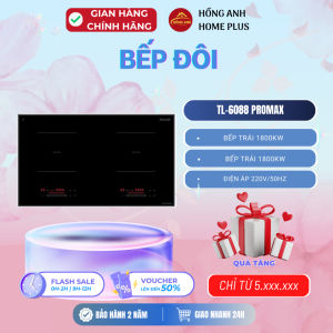 Bếp từ đôi Dmestik TL-6088 Promax mặt kính Kanger bo viền 4 cạnh điều khiển cảm ứng trượt Slider