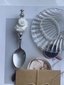 xpkQ 304 Stainless Steel Conch Shell Spoon Tableware Seahell Spoon Fork and Serving Cutlery Perfect for Soups Desserts 4P7H5