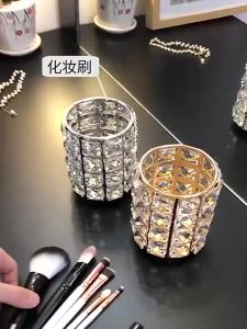 Crystal Luxury Makeup Brush Holder Multifunctional Cosmetic Makeup Tool Storage Container Organizer Pen Holder Furniture Gift