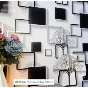Wallpaper Stiker Dinding Wallstiker Sticker 45 cm x 1 m Motif Kotak Biru Kotak Daun Kotak Bunga Pink