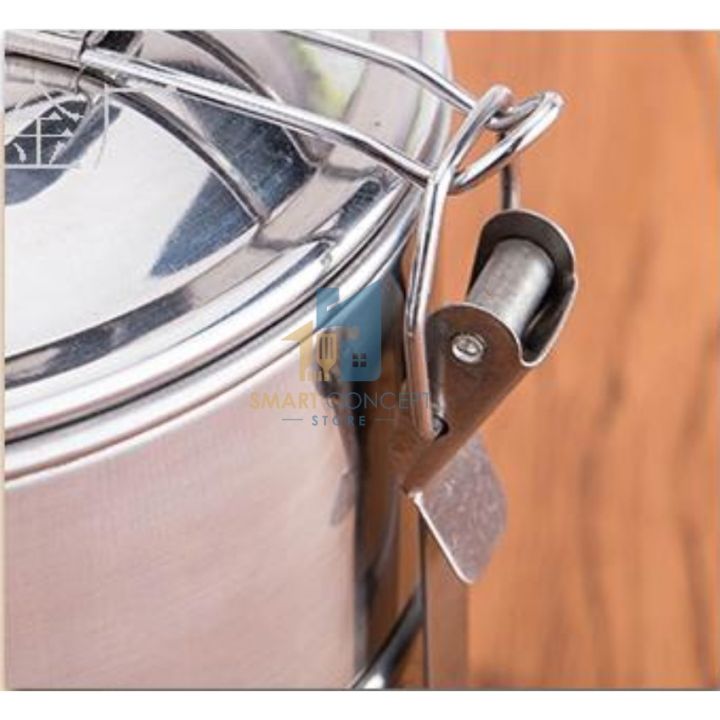 4-Tier Stacked Food Carrier | Stainless Steel Classic Tiffin Style Lunch Box