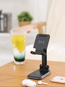 Wireless Charging Stand Desktop Vertical Wireless Charger Compatible with Phones and Earphones 2-in-1 Fast Charging