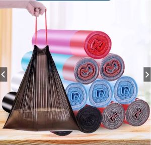 ถุงขยะ ถุงขยะดำ ถุงขยะแบบมีเชือกรูด ถุงใส่ขยะอเนกประสงค์ มีความเหนียว ขนาด 45X50 cm แบบ 1 ม้วน 1 ม้วนมี 15