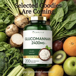 Daily Gut Fiber Supplement Carlyle Glucomannan 2400mg Konjac Root 200 Quick Release Capsules Non-GMO Gluten Free Gentle Plant Formula for Busy s Convenient Travel Wellness Rou