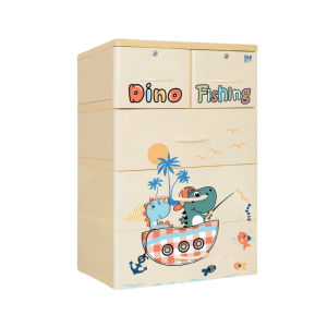 Tủ nhựa Kid 4 tầng QUI PHÚC đựng quần áo cho bé tiện lợi an toàn sức khoẻ hoạt tiết dễ thương