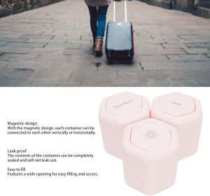 Diydeg Travel Containers 3pcs Reusable Leak Proof Magnetic Jars with Wide Mouth for Body Wash Lotion Creams Travel Size Toiletries