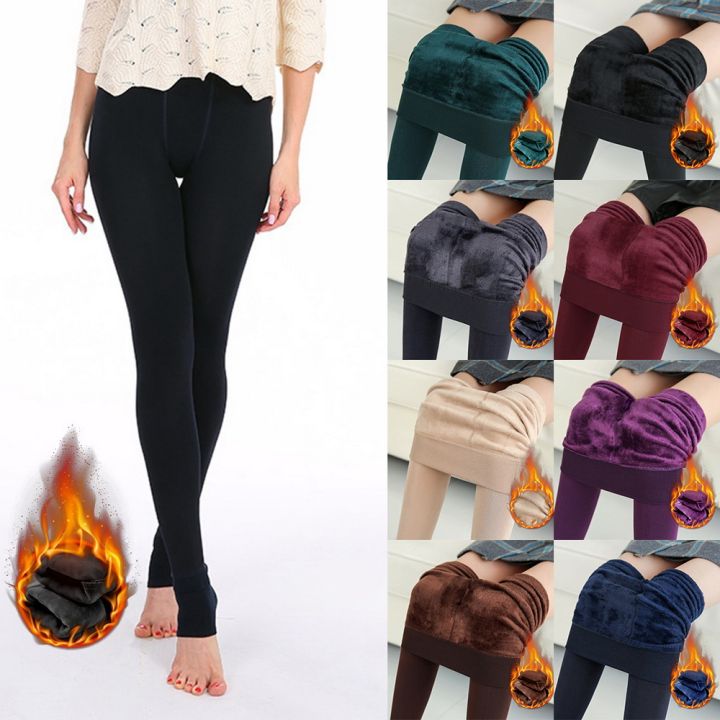 Fleece Lined Leggings Women Winter Warm Thick Tights Thermal Velvet Pants  Tummy Control Soft Stretchy Elastic Pantyhose
