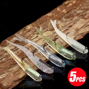 5pcs Silicone Fishing Lures Soft Artificial Bait with Hooks for Saltwater and Freshwater