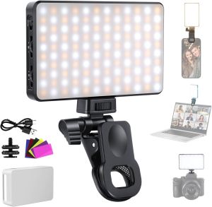 NEEWER BASICS LED Selfie Phone Light Rechargeable 2500-9000K Clip On Fill Light Color Films/Diffuser/3000mAh for iPhone Camera